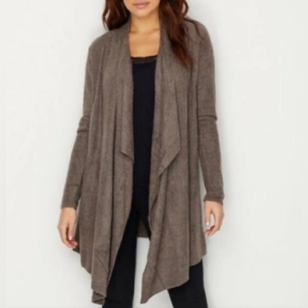 BAREFOOT DREAMS Cozychic Lite Calypso Cardigan Lagenlook Cozy Mocha Brown Small